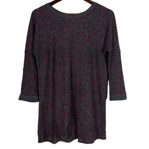 Zara Leopard Animal Print Stretch Lightweight Long Sleeve Dress S Burgundy Pink